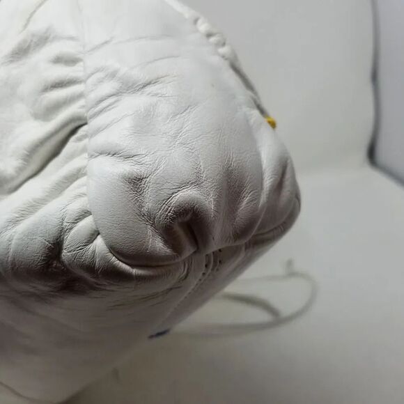 Vintage Bags By Supreme White Leather Patchwork Geometric Clutch Crossbody - Picture 8 of 15